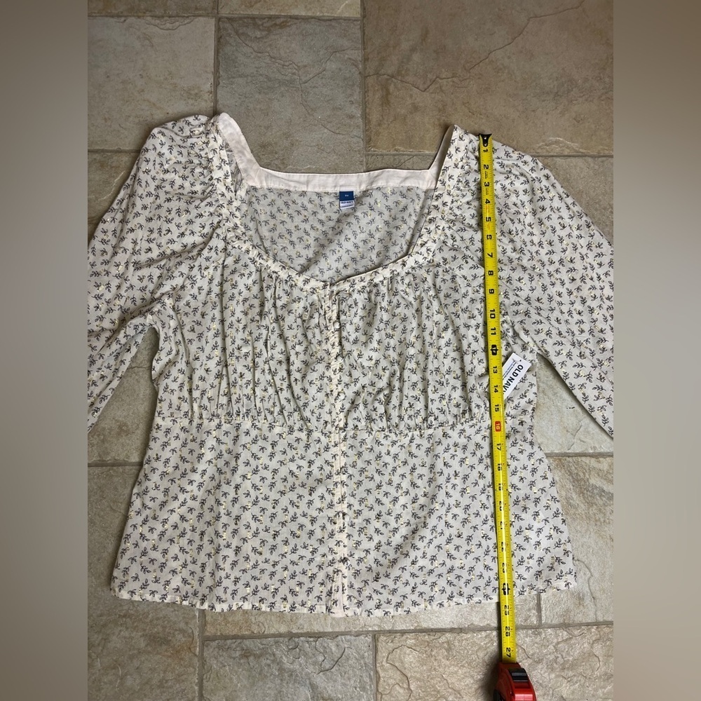 NWT Old Navy 2X Square Neck Ditsy Floral Peasant Blouse Cottagecore Fall Boho - Picture 12 of 12